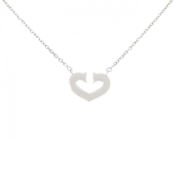 C Heart Pendant Necklace 18K White Gold