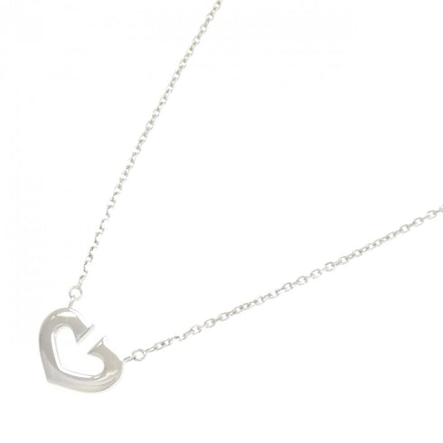 C Heart Pendant Necklace 18K White Gold