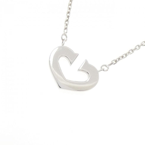 C Heart Pendant Necklace 18K White Gold
