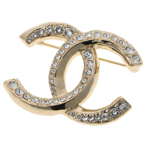 CC Logo Brooch Gold-Tone Metal