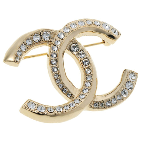 CC Logo Brooch Gold-Tone Metal