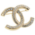 CC Logo Brooch Gold-Tone Metal