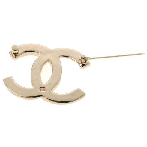 CC Logo Brooch Gold-Tone Metal