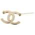 CC Logo Brooch Gold-Tone Metal