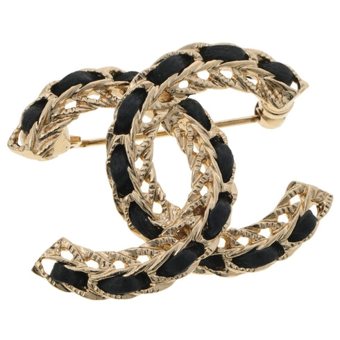 CC Logo Brooch Gold-Tone Metal
