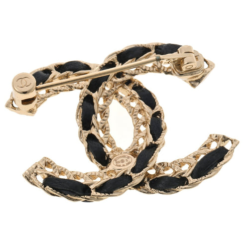 CC Logo Brooch Gold-Tone Metal