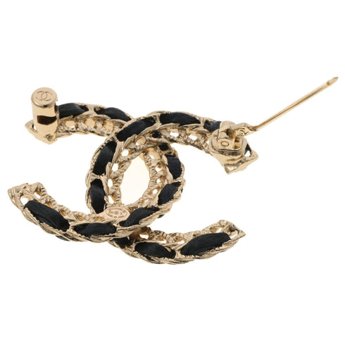 CC Logo Brooch Gold-Tone Metal
