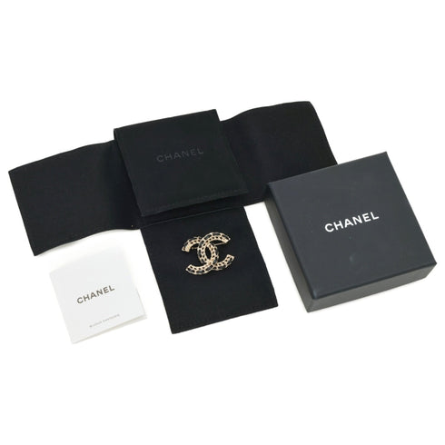 CC Logo Brooch Gold-Tone Metal
