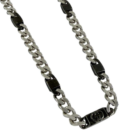 Interlocking Cuban Link Pendant Necklace Sterling Silver
