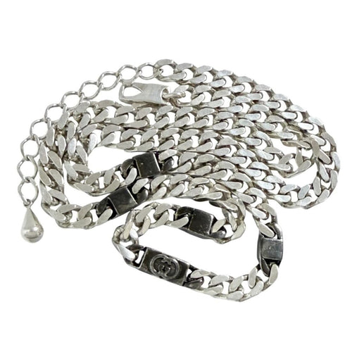 Interlocking Cuban Link Pendant Necklace Sterling Silver