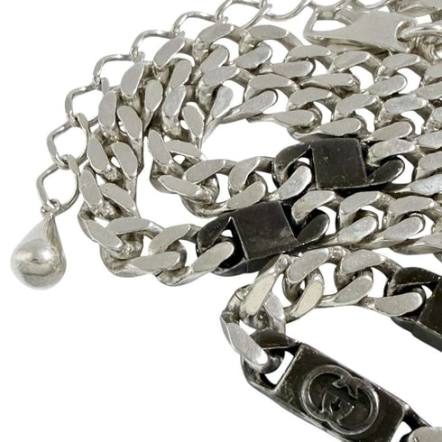 Interlocking Cuban Link Pendant Necklace Sterling Silver
