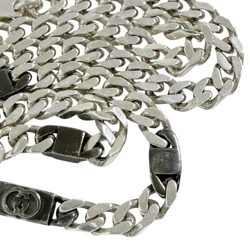 Interlocking Cuban Link Pendant Necklace Sterling Silver
