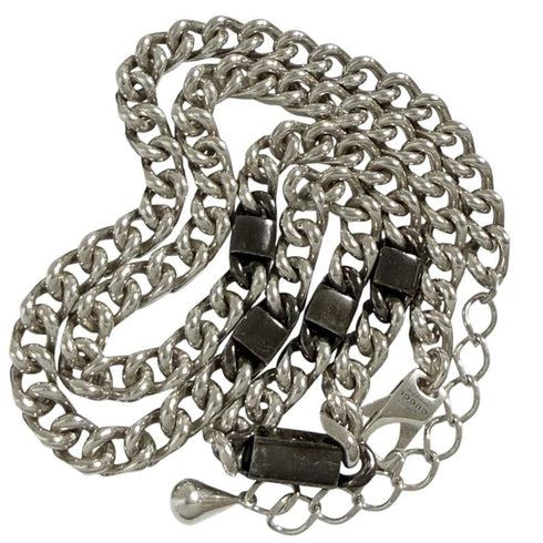 Interlocking Cuban Link Pendant Necklace Sterling Silver