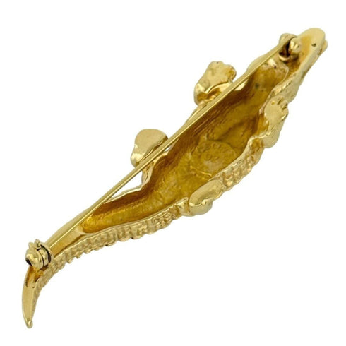 Pin Brooch Gold With Crocodile Motif