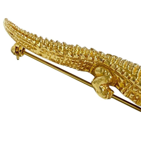 Pin Brooch Gold With Crocodile Motif