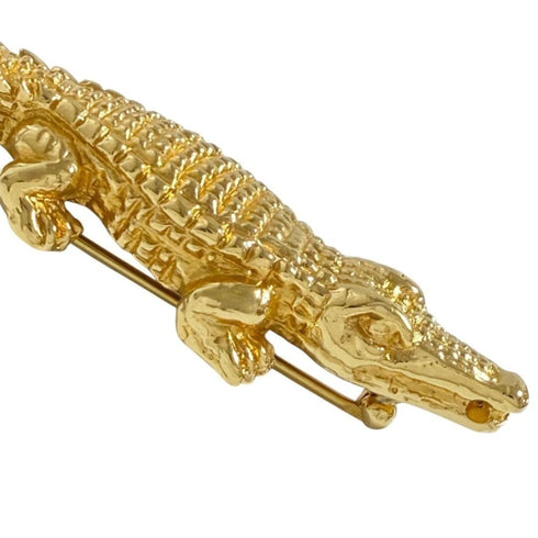 Pin Brooch Gold With Crocodile Motif