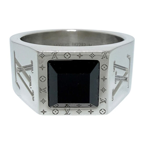 Signet Ring Metal Silver And Onyx