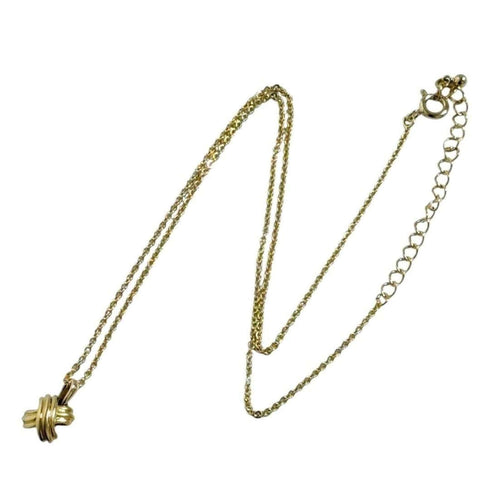 Signature Cross Pendant Necklace 18K Yellow Gold Aftermarket Metal Chain