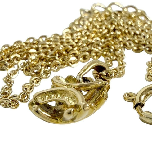 Signature Cross Pendant Necklace 18K Yellow Gold Aftermarket Metal Chain