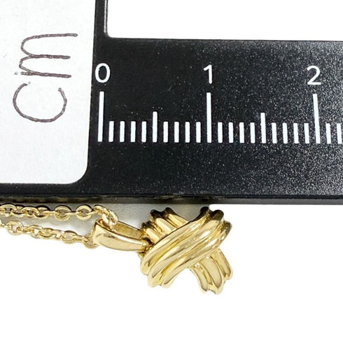 Signature Cross Pendant Necklace 18K Yellow Gold Aftermarket Metal Chain