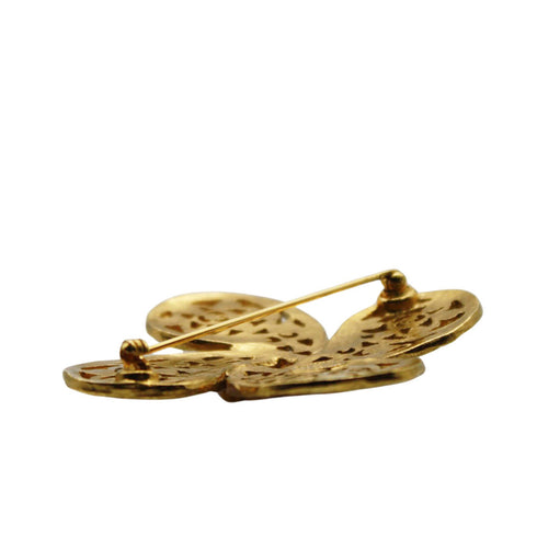 CC Logo Flower Brooch Gold-Tone Metal