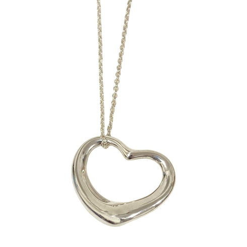 Open Heart Pendant Necklace Sterling Silver 23mm