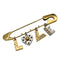 Safety Pin Motif Brooch Gold and Silver Metal