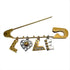 Safety Pin Motif Brooch Gold and Silver Metal