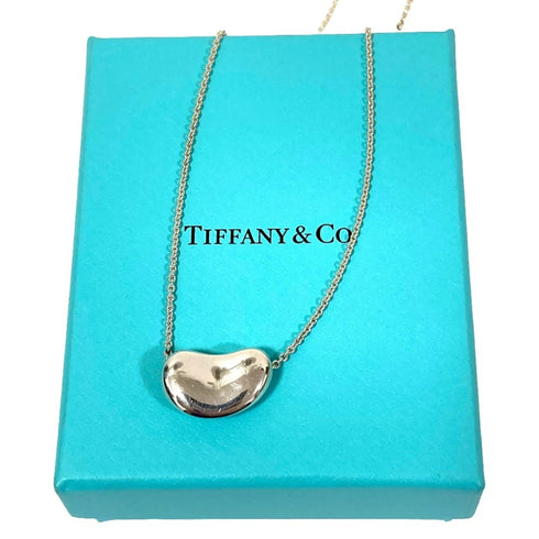 Bean Pendant Necklace Sterling Silver 18mm