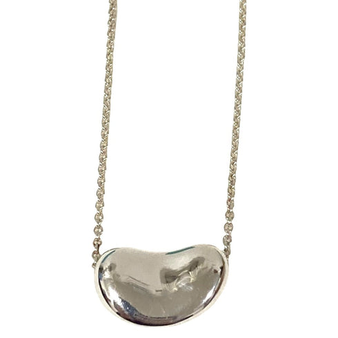 Bean Pendant Necklace Sterling Silver 18mm