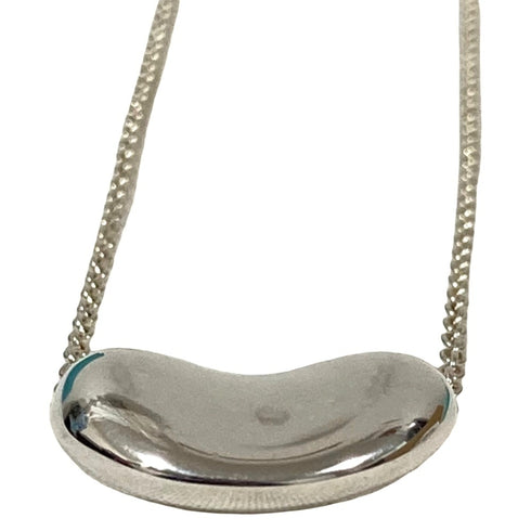 Bean Pendant Necklace Sterling Silver 18mm
