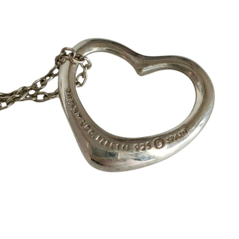 Open Heart Pendant Necklace Sterling Silver 15mm
