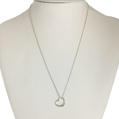 Open Heart Pendant Necklace Sterling Silver 15mm