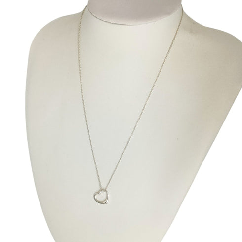 Open Heart Pendant Necklace Sterling Silver 15mm