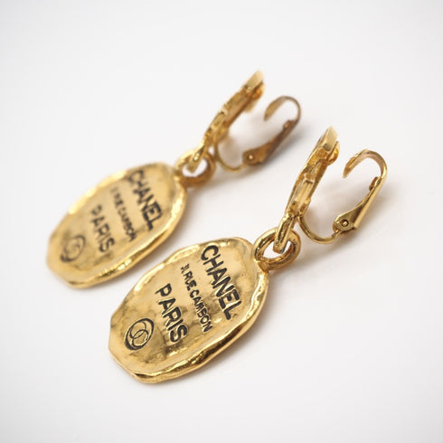 CC Logo Clip-On Earrings Metal Gold-Tone Metal