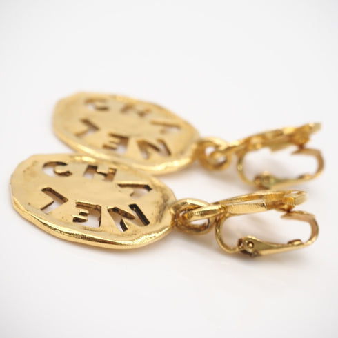 CC Logo Clip-On Earrings Metal Gold-Tone Metal