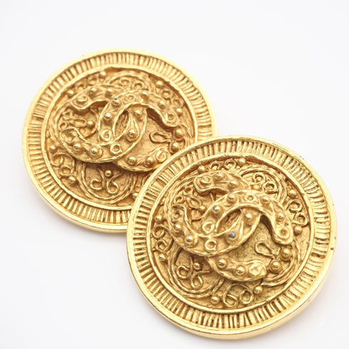 CC Logo Clip-On Earrings Metal Gold-Tone Metal