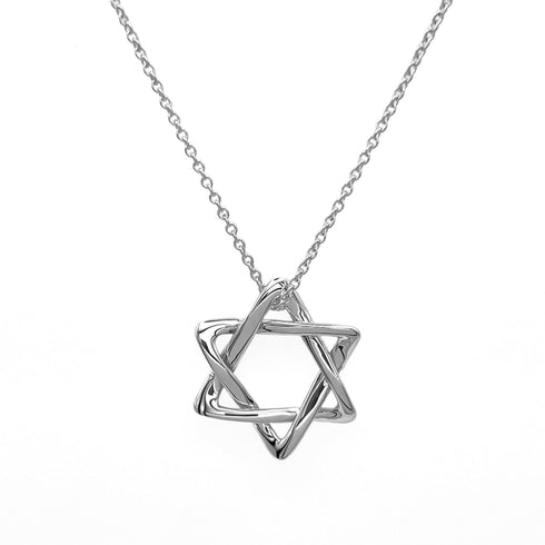 Star Of David Pendant Necklace Sterling Silver