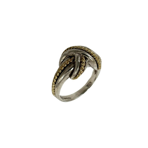 Vintage Band Ring Sterling Silver and 18K Yellow Gold