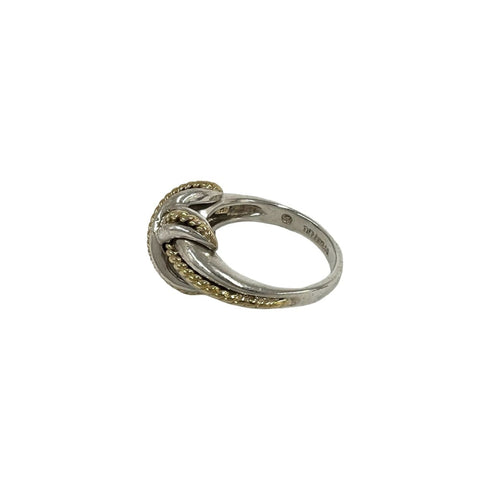 Vintage Band Ring Sterling Silver and 18K Yellow Gold
