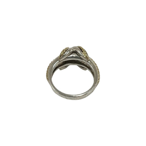 Vintage Band Ring Sterling Silver and 18K Yellow Gold