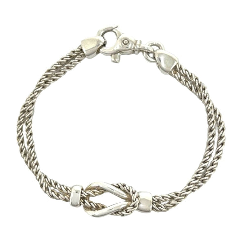 Vintage Double Rope Center Knot Bracelet Sterling Silver