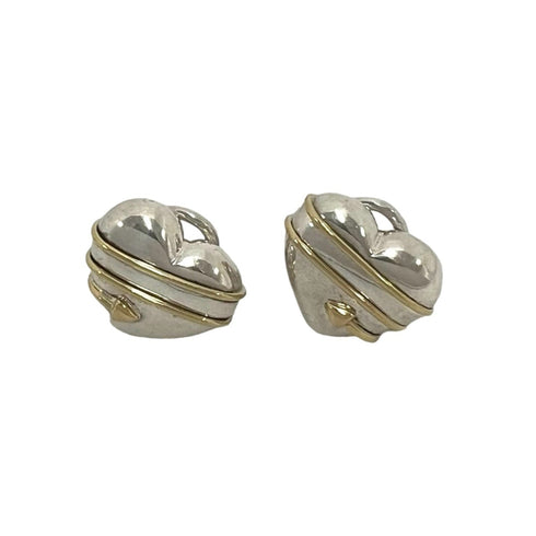 Vintage Earrings Sterling Silver and 18K Yellow Gold