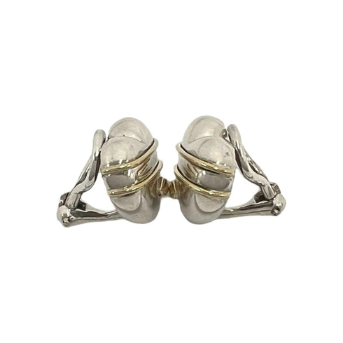 Vintage Earrings Sterling Silver and 18K Yellow Gold