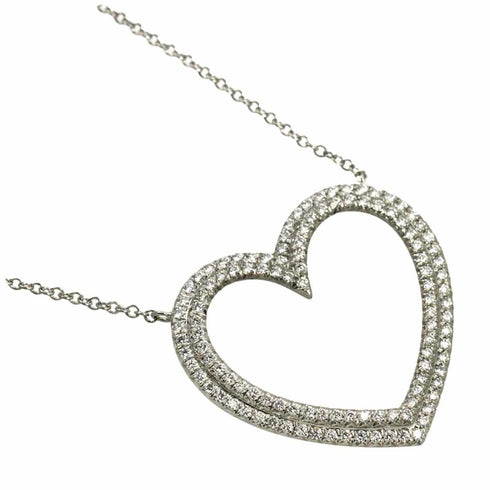 Metro Heart Pendant Necklace Platinum with Diamond