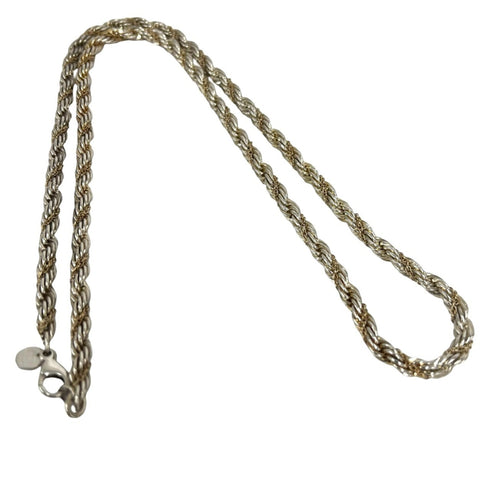 Pendant Necklace Sterling Silver and Yellow Gold