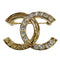 CC Logo Brooch Gold-Tone Metal