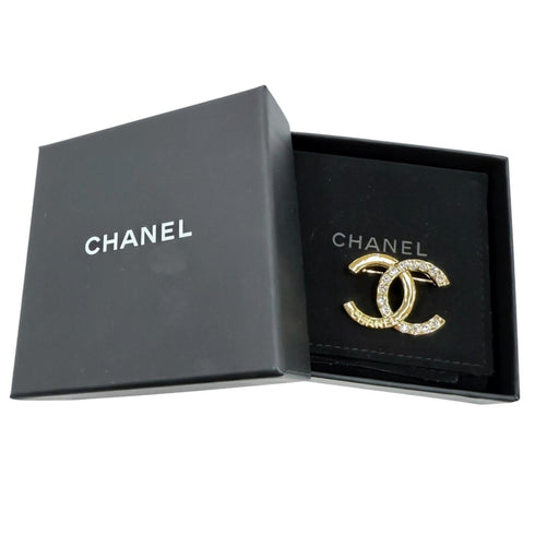 CC Logo Brooch Gold-Tone Metal