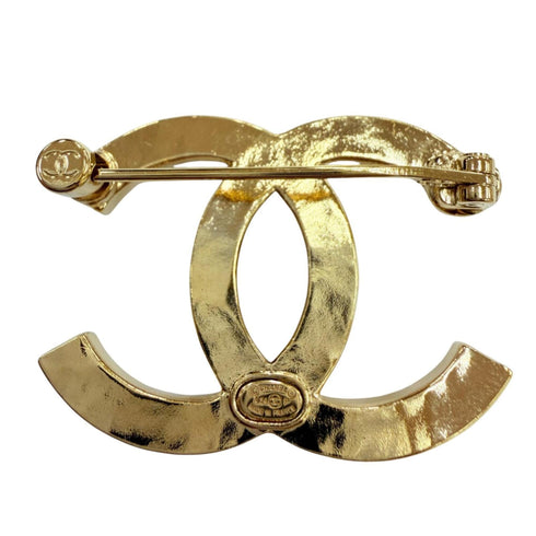 CC Logo Brooch Gold-Tone Metal