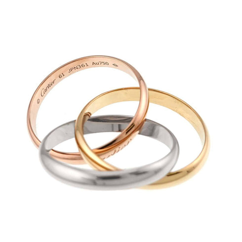 Vendome Louis Cartier Band Ring 18K Tricolor Gold